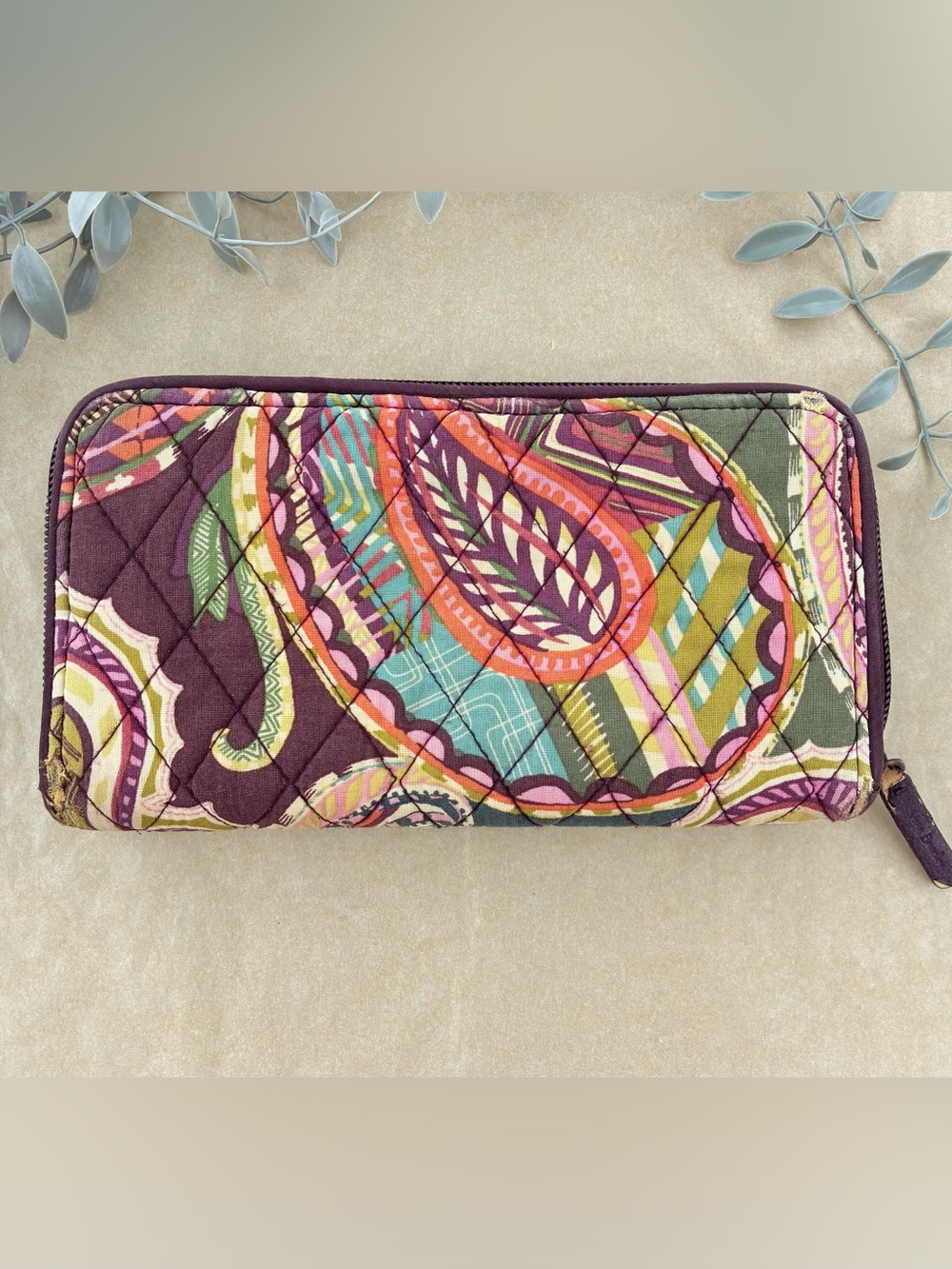 Vera Bradley Quilted Paisley Wallet - Purple Multi